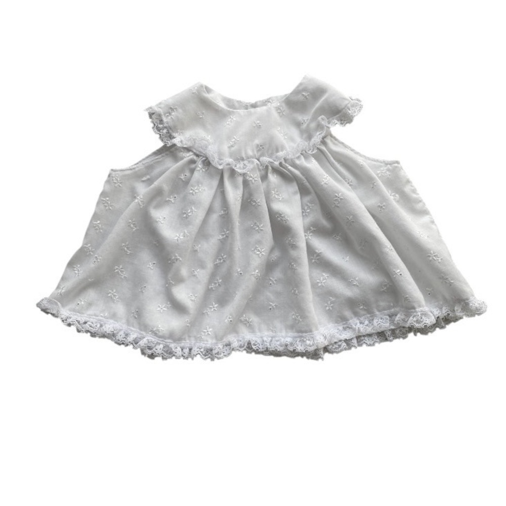 Vintage White Eyelet Pinafore 360 Cotton Dress